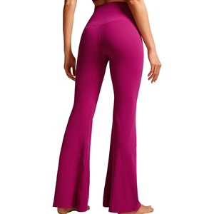 Pantalon évasé taille mi-haute pour femme, couleur unie, longueur intégrale, décontracté, hiver, respirant, écologique, séchage rapide, tissu polaire - Product Image 2