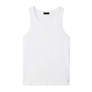 เสื้อกล้ามถักสีขาวไซส์ใหญ่สำหรับผู้ชาย คอกลม แขนกุด ทรงเข้ารูป น้ำหนักเบา ระบายอากาศได้ดี ด้านหน้ามีริบบิ้น - Product Image 5