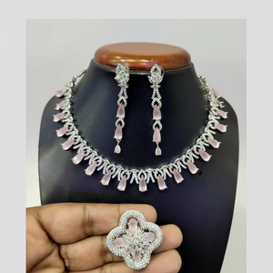 Best Fine American Diamond <b>Necklace</b> <b>Set</b> <b>Silver</b> Plated Engagement Women's Elegant Jewelry 11065515LPI - Product Image 2