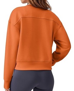 <b>Orange</b> Color Custom Printed Front Baggy Loose <b>Fleece</b> Terry Sweatshirts O Neck Plain Dyed Eco-Friendly Outerwear Sexy Partywear - Product Image 4