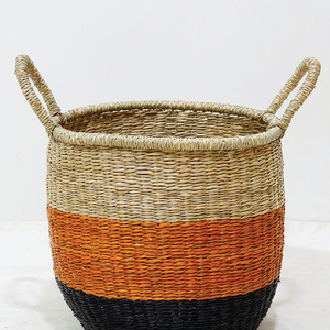 Panier de rangement écologique en jonc de mer tressé à la main avec poignées, bac à linge et organisateur en osier pour la maison - Product Image 4