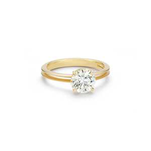 Bague de fiançailles East West en or massif 10k 14k 18k avec diamant de laboratoire rond de 2 carats, taille Knife Edge, vente en gros, bijoux de mariée - Product Image 1