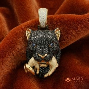 Colgante de Pantera Negra Iced Out con Moissanita, Collar Hiphop Chapado en Oro, Joyería Bling de Animales para Hombres y Mujeres - Product Image 4