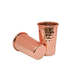 Gobelet ayurvédique artisanal en verre et cuivre pour boire de l'eau, idéal pour la cuisine, la salle à manger, la maison, le bureau, les hôtels, les restaurants, ou comme cadeau. - Product Image 1