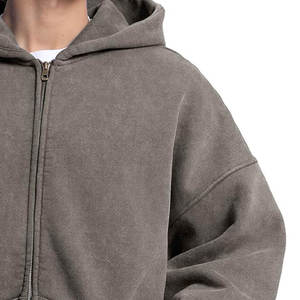 Sudadera con Capucha y Cremallera Extra Grande para Hombre, Color Sólido, Algodón French Terry, Estilo Casual para Otoño - Product Image 4