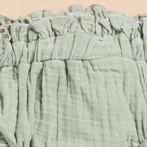 Premium Quality Organic <b>Muslin</b> Sleeveless Frill Top Set with Bloomer Sage <b>Baby</b> Clothing - Product Image 6