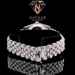 Relojes de Acero de Lujo Personalizados, Relojes Brillantes con Diamantes Completos, Reloj de Moissanita VVS para Hombre de Proveedor Indio - Product Image 2