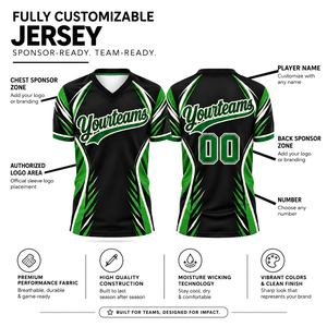 Maillot personnalisé sublimé à col en V unisexe à manches courtes en polyester anti-humidité pour adultes – Tenue de sport pour équipe - Product Image 2