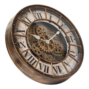 Horloge murale à engrenages en bois de Sheesham Aqdus Saleem avec chiffres en laiton - Vente en gros - Product Image 4
