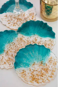 Sous-verres ronds personnalisables en résine teintée de luxe, imperméables, avec motif décoratif, pour mariage et cadeau - Product Image 3