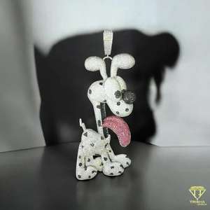 Pendentif chien dessin animé personnalisé glacé pendentif diamant Moissanite rond cadeaux pour hommes pendentif en argent Hip Hop 925 - Product Image 2