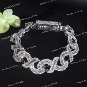 Elegante Brazalete Cubano con Diamantes de Moissanita y Cierre de Caja en Plata de Ley 925 con Baño de Rodio, Estilo Hip Hop de Lujo Unisex - Product Image 3