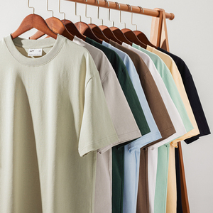 Mens Summer T-shirt <b>Base</b> <b>Layer</b> <b>Short</b>-<b>sleeve</b> Slim Cotton Vintage Trendy Blank Solid-color O-Neck 240g Anti-Pilling Casual Custom - Product Image 1