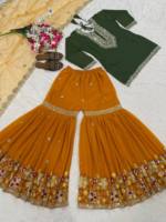Robe de mariée pakistanaise en georgette non cousue pour femme – Ensemble de costume 3 pièces de créateur avec travail de miroirs et de pierres pour les mariées