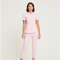 Tenue d'infirmière pour femmes, design multi-poches, col, manches courtes, tricoté, 72% polyester/21% rayonne/7% élasthanne, couleur et logo personnalisés