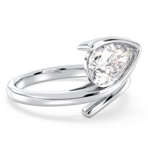 Bague élégante REYES à anneau ouvert avec goutte d'eau en argent sterling 925, moissanite certifiée GRA, pour femmes, bijoux fins - Product Image 3