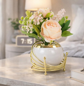 Modern Metal Vase Gold Finished Vases Study Art Decoration Ornaments Home Accessories Living Room Porch Bedroom - Product Image 1