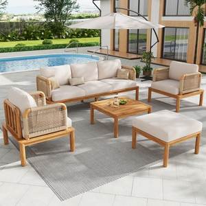 Ensemble de salon en corde de teck de qualité supérieure, mobilier d'extérieur pour projets de complexes hôteliers et de villas - Product Image 1