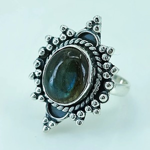 <b>Labradorite</b> <b>Ring</b> 925 Sterling Silver Handmade Boho Statement Promise Jewelry for Women Natural Oval Shape Gemstone Jewelry - Product Image 4