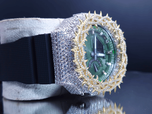 Montre de luxe Hip Hop en gros, entièrement sertie de Moissanite VVS couleur D, style Bustdown, avec cristal saphir, cadran numérique, bracelet en caoutchouc, certifiée GRA - Product Image 2