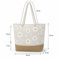 Sac fourre-tout de plage en toile avec poignées en corde, imprimé sérigraphié pour la plage, les stations balnéaires, les voyages d'été, le shopping, impression personnalisée, vente en gros, OEM, ODM