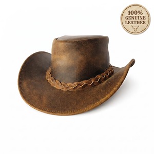 Genuine Leather Cowboy <b>Hat</b> Handmade <b>Western</b> Ranch Style Unisex Adult Outdoor Casual Four Seasons Wholesale Fashion Cap - Product Image 2