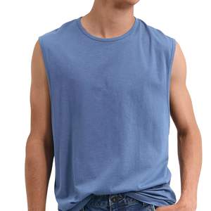 Camiseta sin Mangas Personalizada al por Mayor para Hombre, 100% Algodón, con Logotipo Bordado, Chaleco Deportivo para Fitness, Camiseta Interior Estampada - Product Image 2