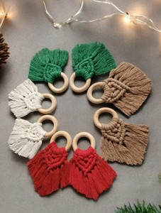 Anneaux de serviette en macramé faits à la main, décoration de table de Noël bohème - Product Image 2