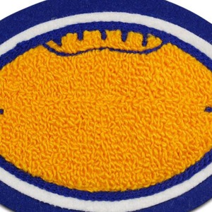 Round Lightweight Embroidered Football <b>Patch</b> with Chenille Stitching in Yellow Blue Nonwoven Felt <b>Sew</b>-<b>On</b> Applique for Bags - Product Image 1
