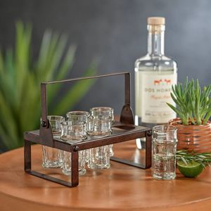 Ensemble de verres à shot mexicains, plateau de service pour tequila, support à shot de tequila, ensemble de verres à shot, articles de bar rustiques, plateau de service pour fêtes, pour servir du sel et du citron vert - Product Image 3