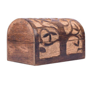 Tree of Life Carvings <b>Wooden</b> Box Mango Wood Carved Jewelry Organizer Box Treasure <b>Chest</b> Trinket Holder Watch Box with Lid - Product Image 1