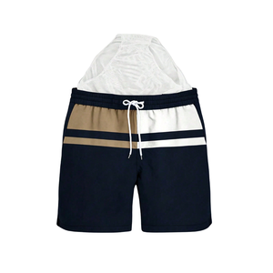 Short de bain décontracté pour homme en tissu Oxford 100 % polyester, infroissable, respirant, séchage rapide, taille élastique, doublure en maille, léger - Product Image 1