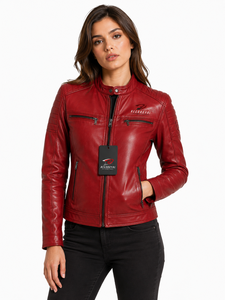 Veste en cuir tendance pour femme avec coupe élégante, fermeture éclair fluide, doublure chaude et coupe stylée pour l'hiver, mode décontractée quotidienne - Product Image 1