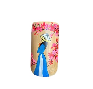 Portaplumas de bambú pintado a mano, elegante, ecológico, con motivos culturales, organizador de escritorio, adorno, artículo de decoración. - Product Image 4