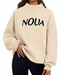 Sudadera Profesional de Diseño Superior para Mujer, Casual de Invierno, de Forro Polar Sólido, Cuello Alto Transpirable, Hombros Caídos, Manga Larga, con Logo Frontal - Product Image 2