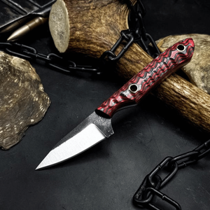 Couteau utilitaire compact fixe pour l'extérieur, pointe tombante, lame droite, EDC, manche intégral en acier à haute teneur en carbone, manche en résine noire, usage industriel - Product Image 1