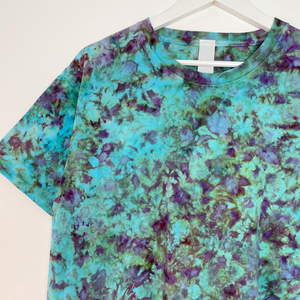 T-shirt à manches courtes pour homme, tie-dye, col rond, tricoté, décontracté, coupe classique, motif vert, violet, bleu - Product Image 5