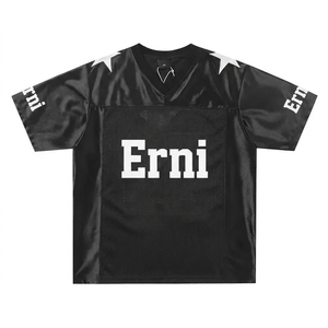 Camiseta de Fútbol Americano Retro, Corte Regular, Unisex, Verano, Informal, Deportiva, Transpirable, Cuello Redondo, Manga Corta, Estampada - Product Image 1