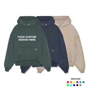 Sweat à capuche personnalisé avec logo, en molleton de coton et polyester, coupe oversize à épaules tombantes, broderie effet vieilli, 100% coton French Terry - Product Image 3