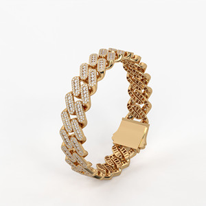 Pulsera Cubana de Oro 14K con Diamantes CVD Cultivados en Laboratorio F VVS VS, Estilo Iced Pav Link, Regalo de Boda Hip Hop, Pulsera de Declaración - Product Image 4