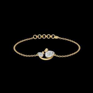 Bracelet exquis en or rose massif 14 carats avec accents de diamants, bijoux pour femmes, cadeau élégant pour mariage, fiançailles, romantique - Product Image 3