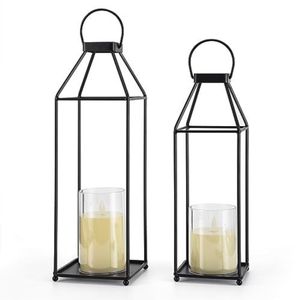 Modern Black Metal Decorative Candle <b>Lantern</b> <b>Set</b> Nordic Iron Wire Open Frame Pillar Candle Holder for Wedding Home Table Decor - Product Image 2