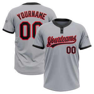 Camiseta de Béisbol Sublimada Personalizada, Gris, Negra y Naranja, Manga Corta, Cierre de Botones, Nombre y Número del Equipo Personalizados, Camiseta de Softbol para Hombre - Product Image 4
