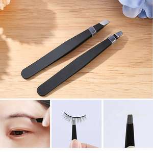 Pinzas Inclinadas de Acero Inoxidable Personalizadas para Extensión de Pestañas y Cejas, Diseño Rosa, Ecológicas, Hechas a Mano, Antiestáticas - Product Image 4