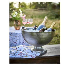 Seau à glace pour fêtes, en acier inoxydable argenté, pour bols, motifs floraux durables, capacité 5L, organisateur de table de dîner - Product Image 4