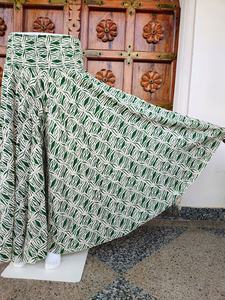 Pantalones Palazzo de Algodón Estampado Bohemio de Pierna Ancha para Mujer con Estampado de Hojas de Cebra Verde y Blanco, Cintura Alta Fruncida, ODM - Product Image 2