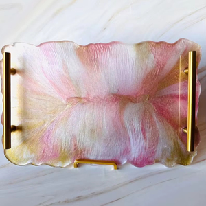 Handmade Epoxy Resin Serving <b>Tray</b> and Resin Decorative <b>Tray</b> for Living Room or Dining <b>Table</b> with Custom Color and Size Options - Product Image 1