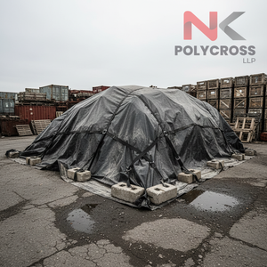 Bâche noire imperméable sur mesure avec coins renforcés et surface doublement laminée pour le transport de marchandises et la construction - Product Image 5