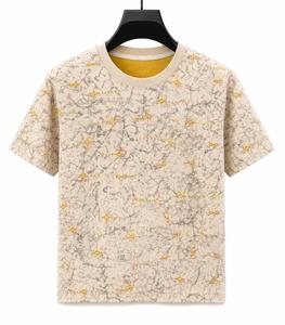 <b>Men's</b> Short Sleeve O-Neck Knitted Sweater Front Pattern Regular Fit Casual Wear 100% Cotton Sequin Embroidery <b>Animal</b> Print - Product Image 1