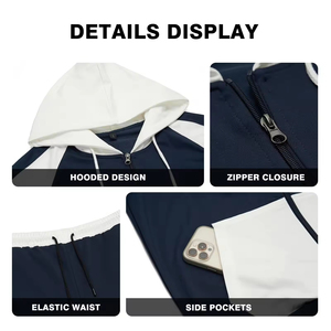 Windproof 100% Cotton Winter Hooded Solid Customized Logo Plus Size Men Tracksuit Drawstring Lightweight Cotton <b>Wind</b> <b>Breaker</b> - Product Image 4